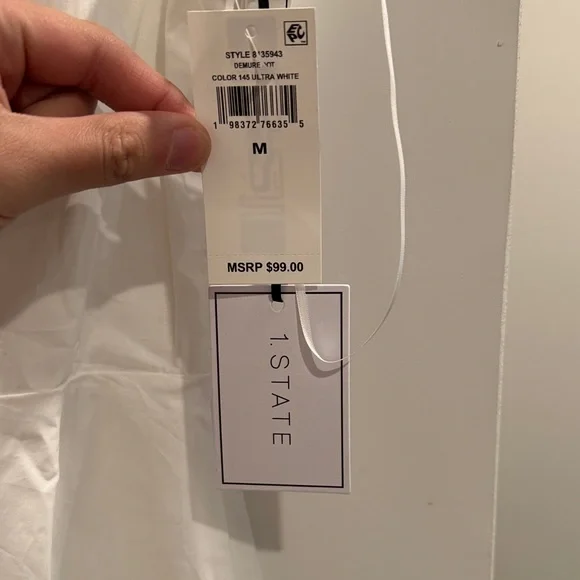 1 State White Mini Dress Womens Medium Fit Flare Sleeveless Summer NWT - Picture 3 of 5